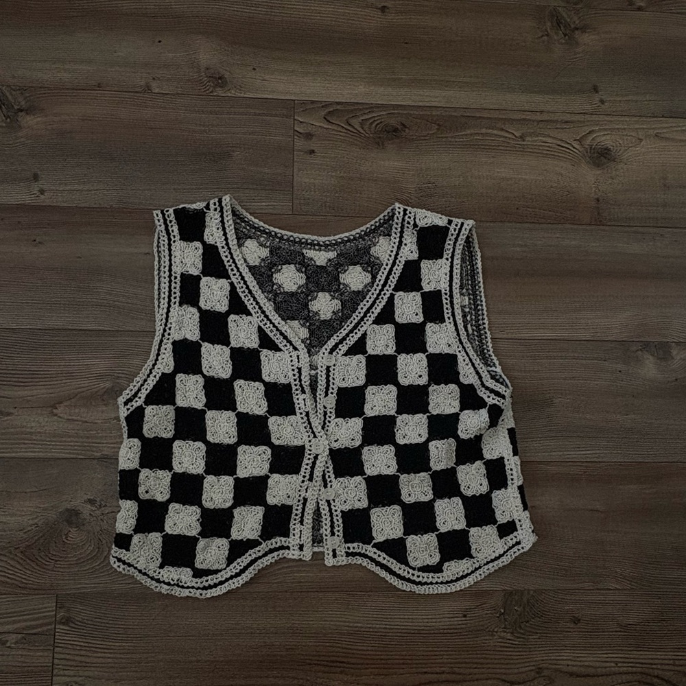 Black and White Checkered Women's Top
